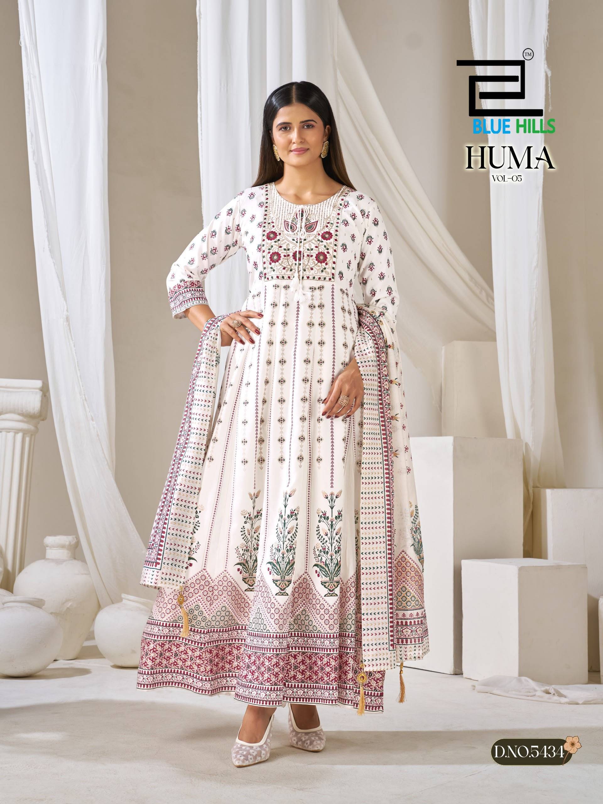 HUMA VOL 5 By Blue Hills 5429 To 5434 Series Stylish Beautiful Colourful Rayon Dresses At Wholesale Price